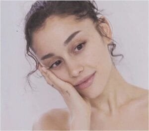 Ariana Grande without makeup showing her natural bare face and authentic beauty
