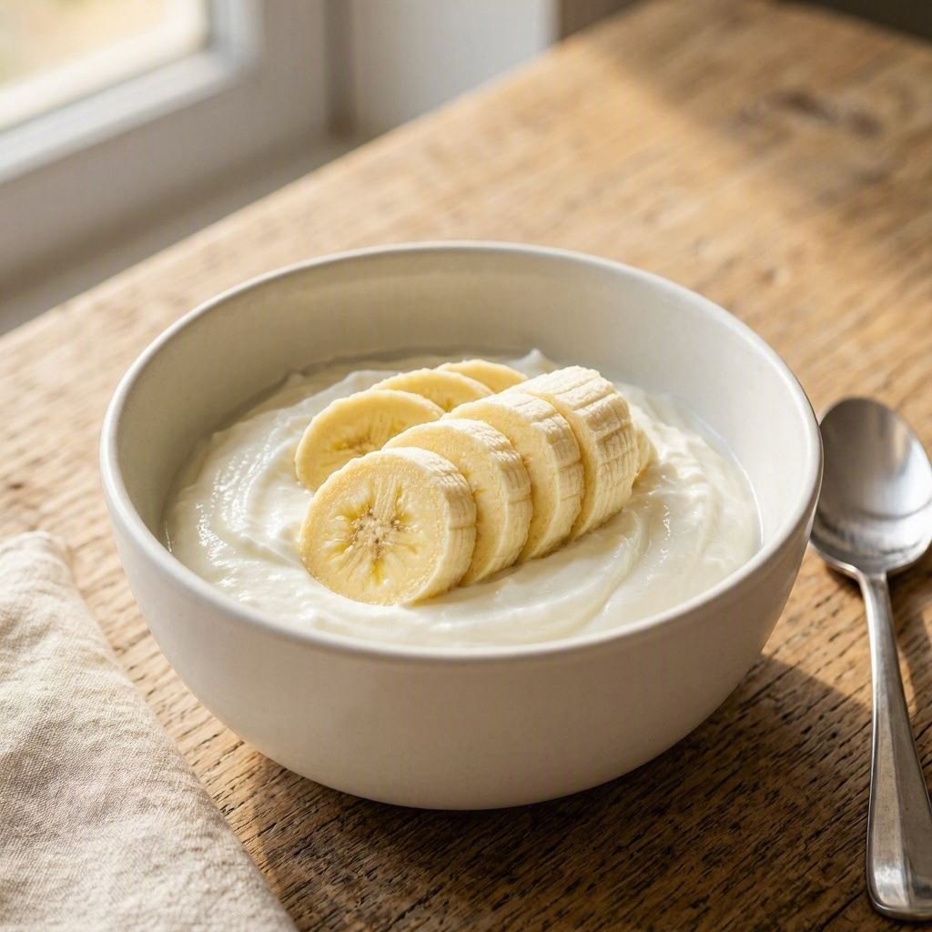 banana slices with yogurt low calorie snack