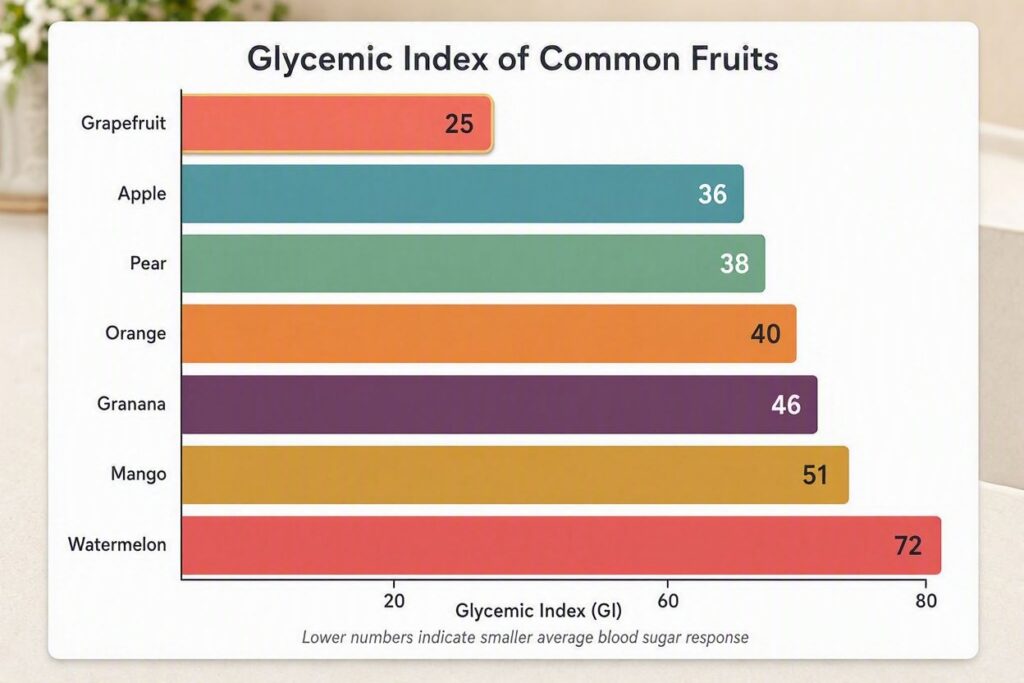 grapefruit glycemic index compared to other fruit