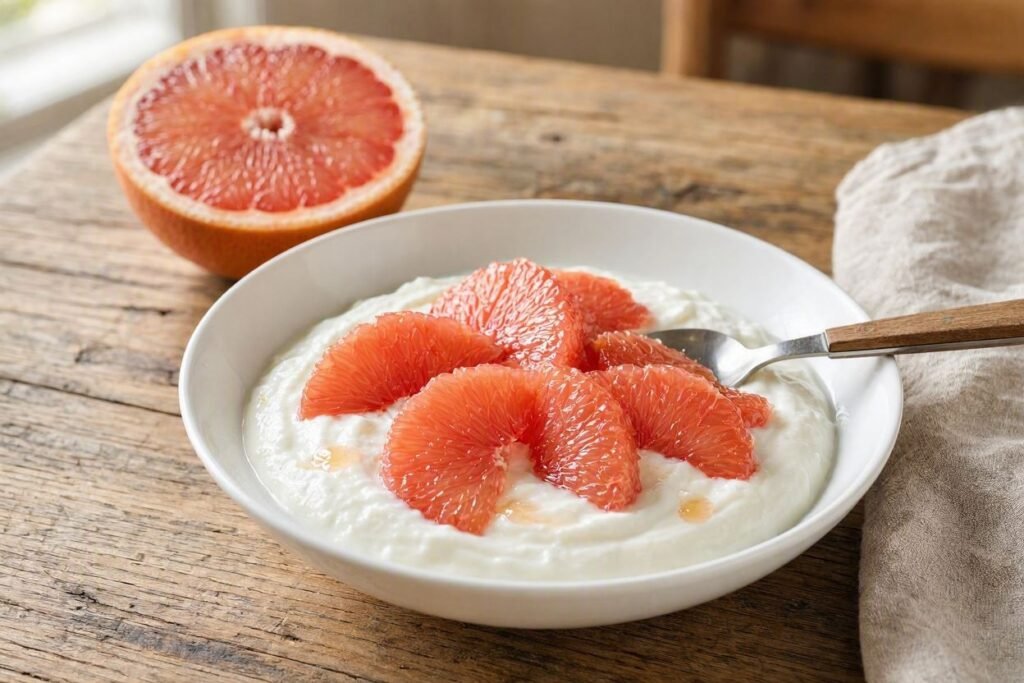 grapefruit segments with yogurt low calorie snack