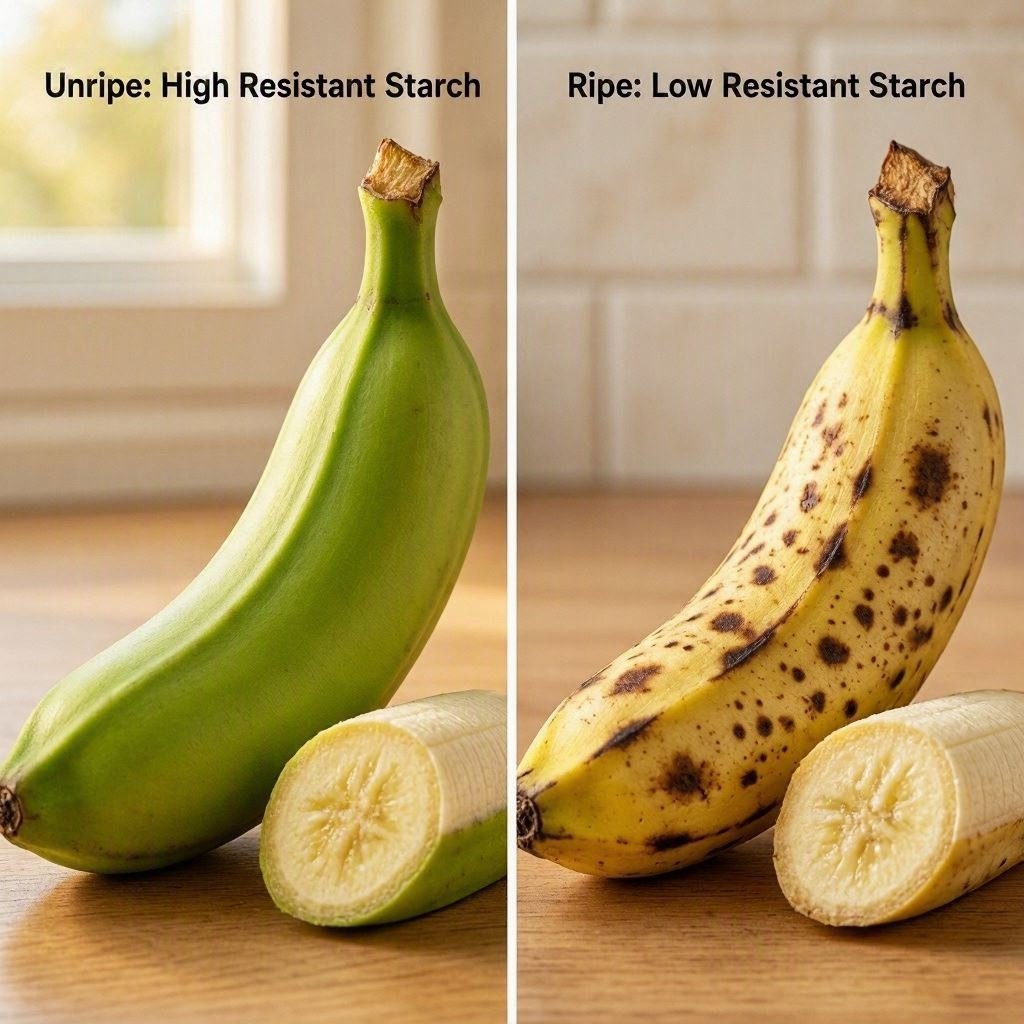 green banana next to ripe yellow banana