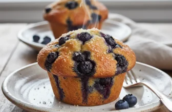 Calories in a blueberry muffin on a plate