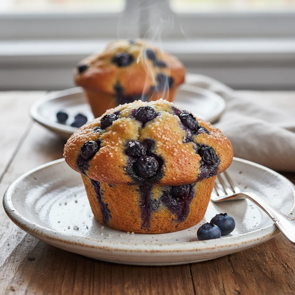 Calories in a blueberry muffin on a plate