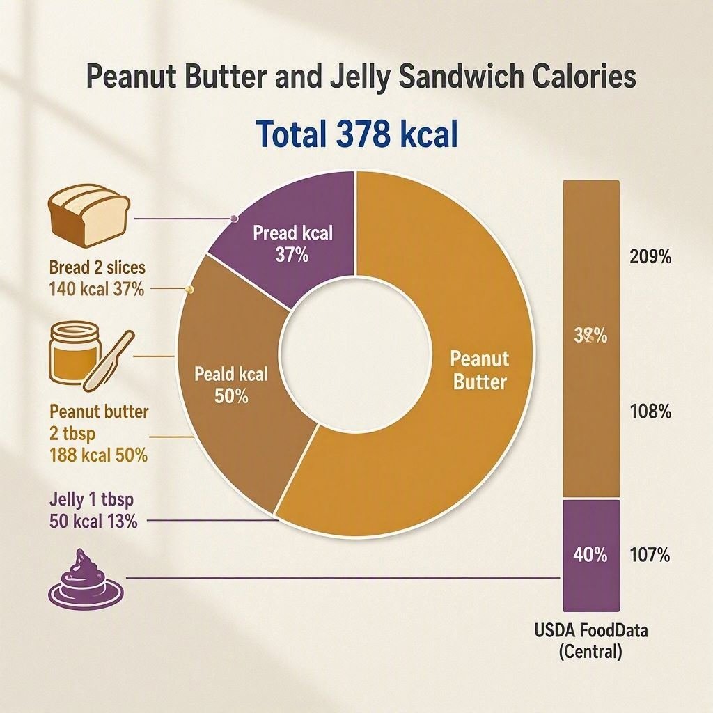 calories in peanut butter and jelly sandwich by ingredient