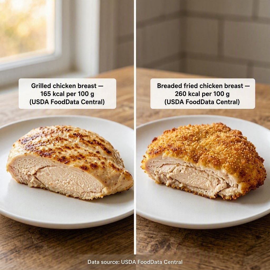 grilled versus fried breaded chicken breast comparison